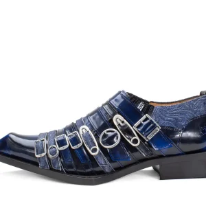 Men's^Fluevog Shoes Ozzy | Slip-On Swordfish Buckle Shoe Blue