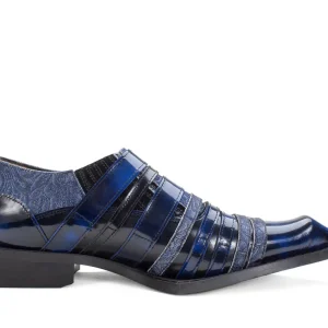 Men's^Fluevog Shoes Ozzy | Slip-On Swordfish Buckle Shoe Blue