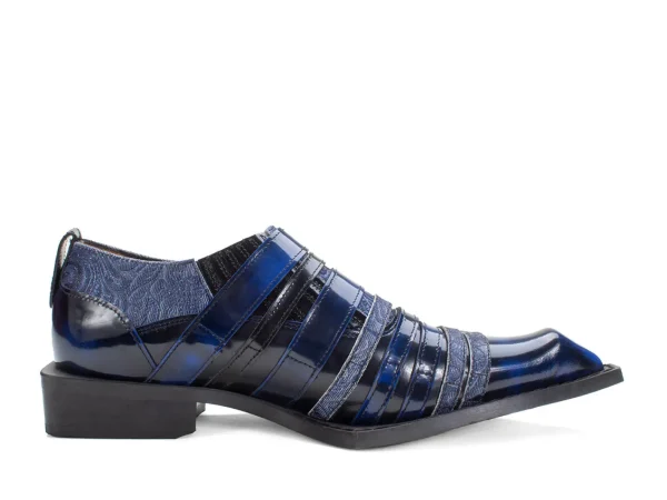 Men's^Fluevog Shoes Ozzy | Slip-On Swordfish Buckle Shoe Blue