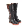 Women's^Fluevog Shoes Pare | Zip-Up Tall Boot Black/Floral
