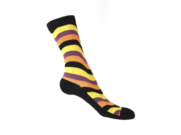 Accessories^Fluevog Shoes Peggy-Sue Vog Socks | Wave Patterned Sock Black/Yellow