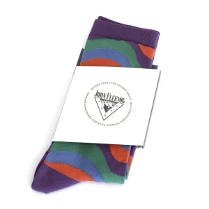 Accessories^Fluevog Shoes Peggy-Sue Vog Socks | Wave Patterned Sock Purple/Green