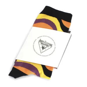 Accessories^Fluevog Shoes Peggy-Sue Vog Socks | Wave Patterned Sock Black/Yellow