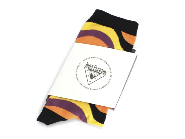 Accessories^Fluevog Shoes Peggy-Sue Vog Socks | Wave Patterned Sock Black/Yellow