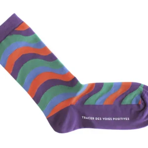 Accessories^Fluevog Shoes Peggy-Sue Vog Socks | Wave Patterned Sock Purple/Green
