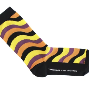 Accessories^Fluevog Shoes Peggy-Sue Vog Socks | Wave Patterned Sock Black/Yellow