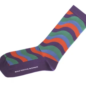 Accessories^Fluevog Shoes Peggy-Sue Vog Socks | Wave Patterned Sock Purple/Green