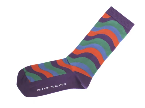 Accessories^Fluevog Shoes Peggy-Sue Vog Socks | Wave Patterned Sock Purple/Green