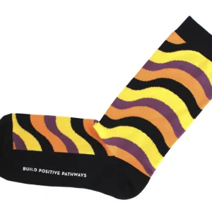 Accessories^Fluevog Shoes Peggy-Sue Vog Socks | Wave Patterned Sock Black/Yellow