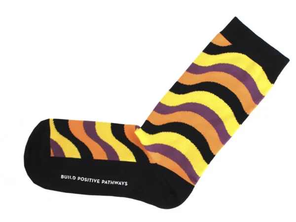 Accessories^Fluevog Shoes Peggy-Sue Vog Socks | Wave Patterned Sock Black/Yellow