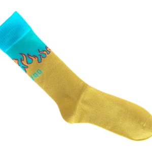 Accessories^Fluevog Shoes Pico Vog Socks | Sparkly Flame Sock Yellow/Blue