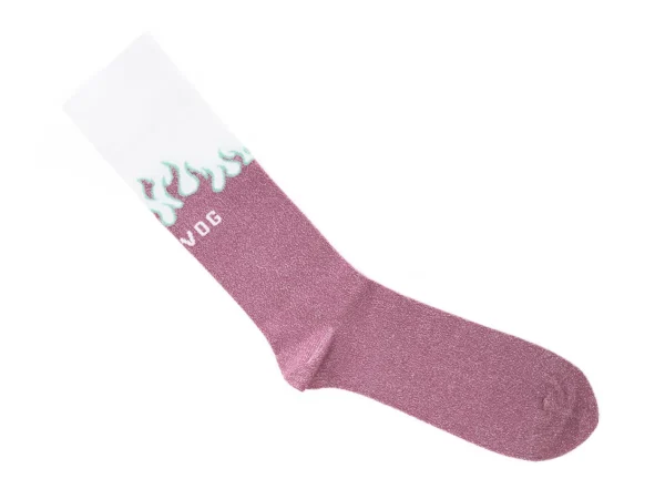 Accessories^Fluevog Shoes Pico Vog Socks | Sparkly Flame Sock White/Pink
