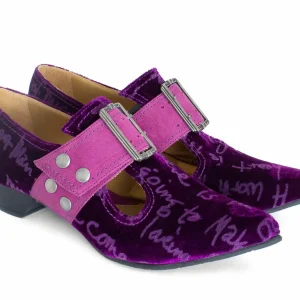 Women's^Fluevog Shoes Pilgrim | Buckled Victorian Loafer Purple Velvet