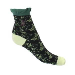 Accessories^Fluevog Shoes Purrcy Vog Socks | Floral Ruffle Sock Green/Black