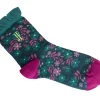 Accessories^Fluevog Shoes Purrcy Vog Socks | Floral Ruffle Sock Teal/Pink