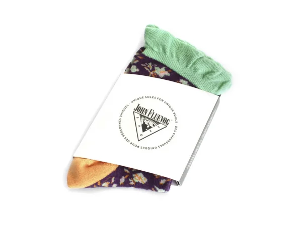 Accessories^Fluevog Shoes Purrcy Vog Socks | Floral Ruffle Sock Purple/Orange