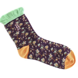 Accessories^Fluevog Shoes Purrcy Vog Socks | Floral Ruffle Sock Purple/Orange