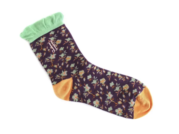Accessories^Fluevog Shoes Purrcy Vog Socks | Floral Ruffle Sock Purple/Orange