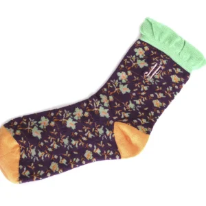 Accessories^Fluevog Shoes Purrcy Vog Socks | Floral Ruffle Sock Purple/Orange