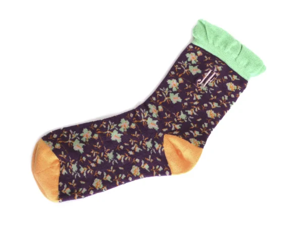 Accessories^Fluevog Shoes Purrcy Vog Socks | Floral Ruffle Sock Purple/Orange