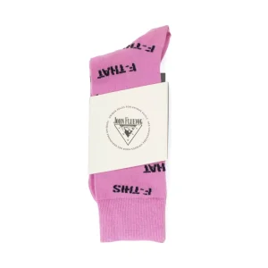 Men's^Fluevog Shoes Putzee Vog Socks | F-This F-That Sock Pink/Black