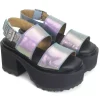 Women's^Fluevog Shoes Razzle | Platform Sandal Blue Metallic