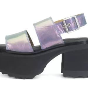 Women's^Fluevog Shoes Razzle | Platform Sandal Blue Metallic