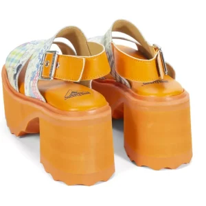 Women's^Fluevog Shoes Razzle | Platform Sandal Patchwork/Orange