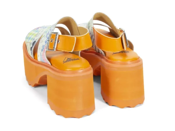 Women's^Fluevog Shoes Razzle | Platform Sandal Patchwork/Orange