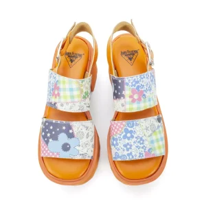 Women's^Fluevog Shoes Razzle | Platform Sandal Patchwork/Orange