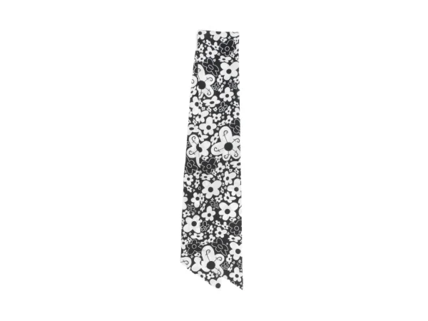 Men's^Fluevog Shoes Rebel Petal Scarf | Floral Tie Scarf Black/White