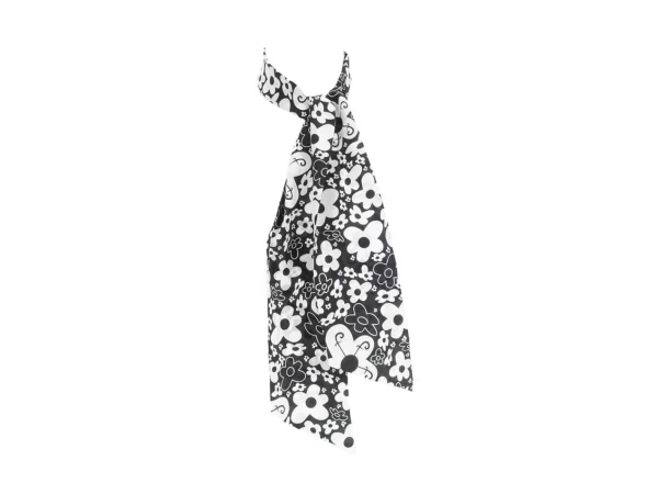 Men's^Fluevog Shoes Rebel Petal Scarf | Floral Tie Scarf Black/White