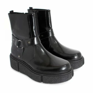 Women's^Fluevog Shoes Rheita | Platform Ankle Boot With Harness Black