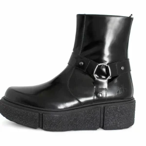 Women's^Fluevog Shoes Rheita | Platform Ankle Boot With Harness Black