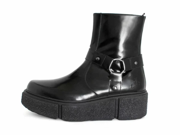 Women's^Fluevog Shoes Rheita | Platform Ankle Boot With Harness Black