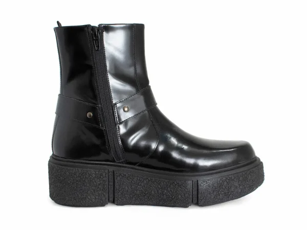 Men's^Fluevog Shoes Rheita | Platform Ankle Boot With Harness Black