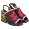 Women's^Fluevog Shoes Riverdale | Slingback Platform Heel Burgundy/Pink