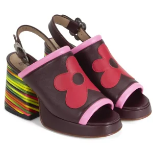 Women's^Fluevog Shoes Riverdale | Slingback Platform Heel Burgundy/Pink