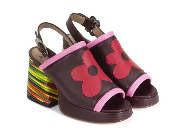 Women's^Fluevog Shoes Riverdale | Slingback Platform Heel Burgundy/Pink