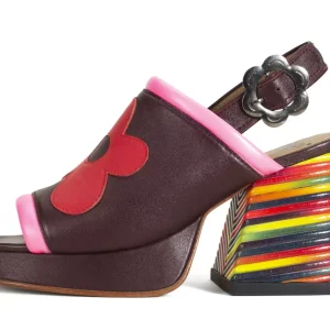 Women's^Fluevog Shoes Riverdale | Slingback Platform Heel Burgundy/Pink