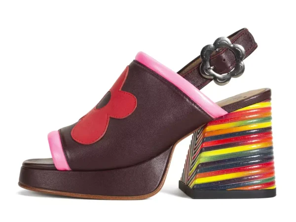 Women's^Fluevog Shoes Riverdale | Slingback Platform Heel Burgundy/Pink