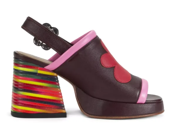 Women's^Fluevog Shoes Riverdale | Slingback Platform Heel Burgundy/Pink