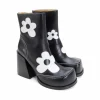 Women's^Fluevog Shoes Rory | Flower Zip-Up Boot Black/White Floral