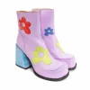 Women's^Fluevog Shoes Rory | Flower Zip-Up Boot Purple/Multi Floral