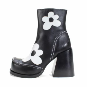 Women's^Fluevog Shoes Rory | Flower Zip-Up Boot Black/White Floral