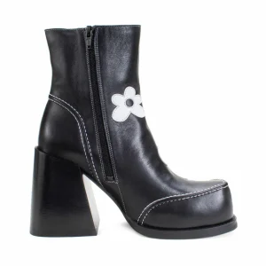Women's^Fluevog Shoes Rory | Flower Zip-Up Boot Black/White Floral