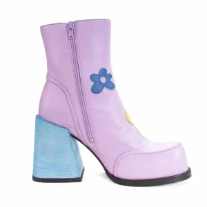 Women's^Fluevog Shoes Rory | Flower Zip-Up Boot Purple/Multi Floral