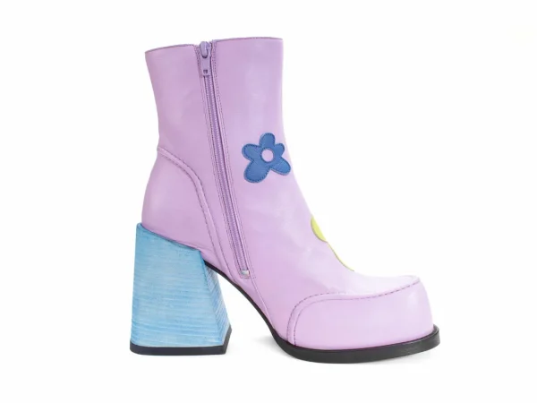 Women's^Fluevog Shoes Rory | Flower Zip-Up Boot Purple/Multi Floral