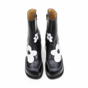 Women's^Fluevog Shoes Rory | Flower Zip-Up Boot Black/White Floral