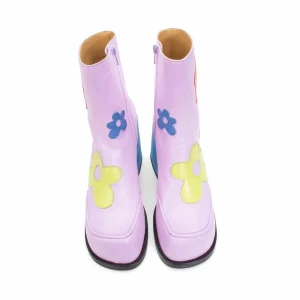 Women's^Fluevog Shoes Rory | Flower Zip-Up Boot Purple/Multi Floral